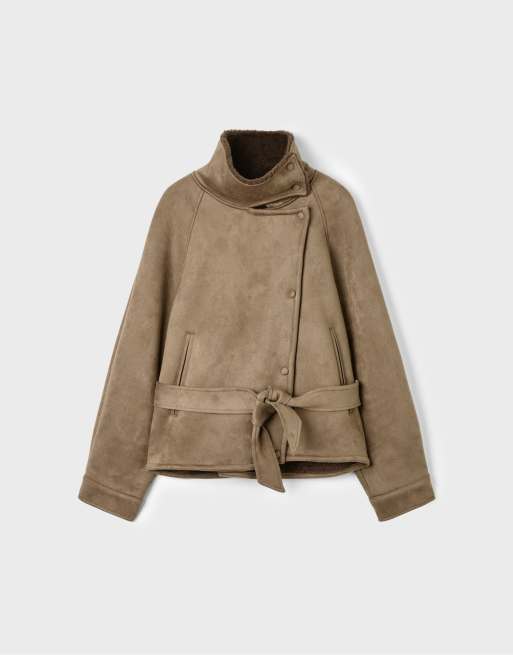 Stradivarius jakke i imiteret ruskind med dobbeltsidet for i camel, 6 af 7