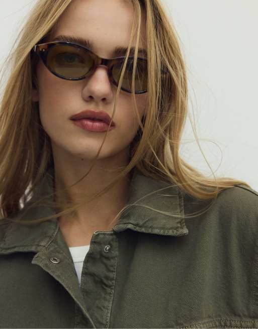 Stradivarius jakke med påsatte lommer i khaki, 4 af 7