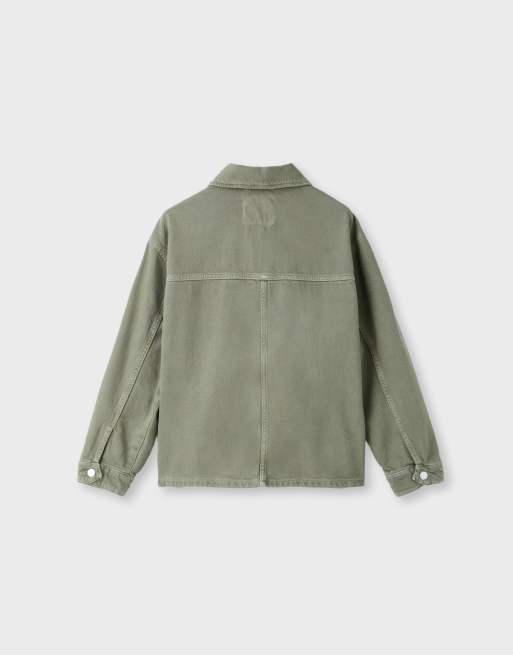 Stradivarius jakke med påsatte lommer i khaki, 7 af 7