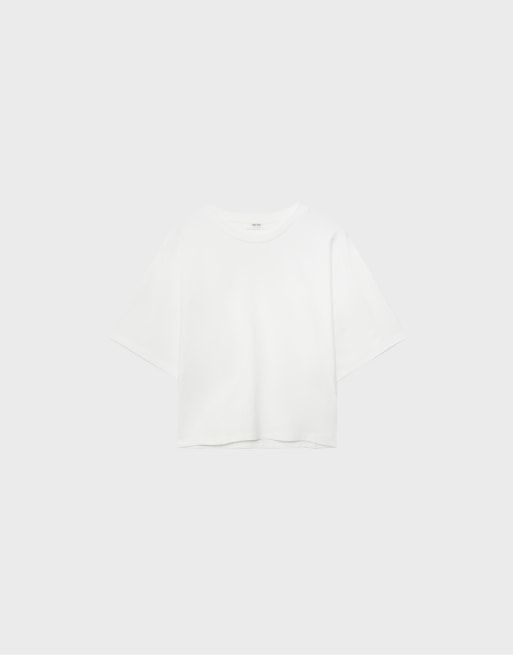 Stradivarius - Japanese - Hvid kortærmet slim fit-T-shirt, 6 af 7