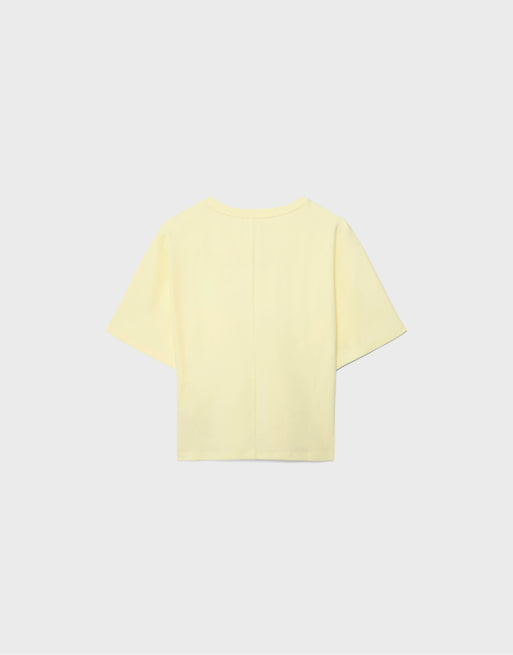 Stradivarius – Japanese – Pastellgul t-shirt med korta ärmar, 7 av 7