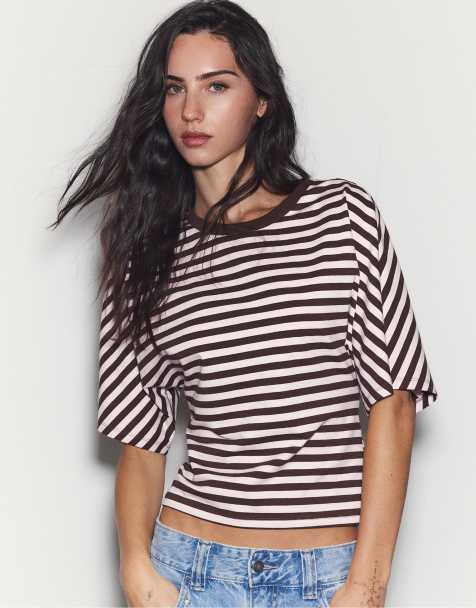 Stradivarius Japanese short sleeve t-shirt in pastel pink - view 1