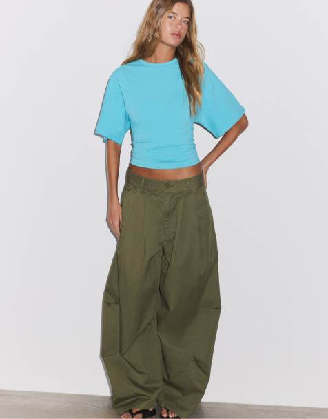 Stradivarius Japanese short sleeve t-shirt in turquoise - view 1