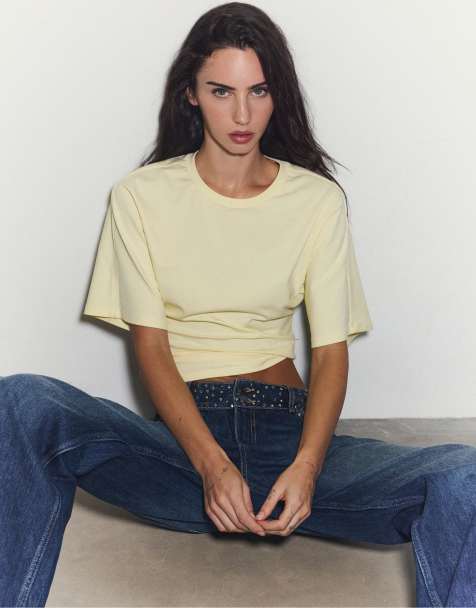 Stradivarius - Japanese - T-shirt met korte mouwen in pastelgeel - view 1