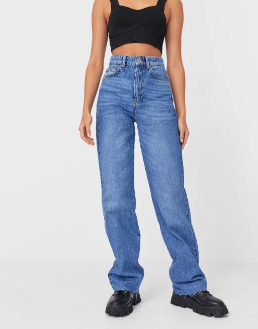 Stradivarius - Jaren 90 dad jeans in medium blauw