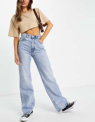 Stradivarius - Jaren 90-stijl dad jeans in vintage blauw | ASOS