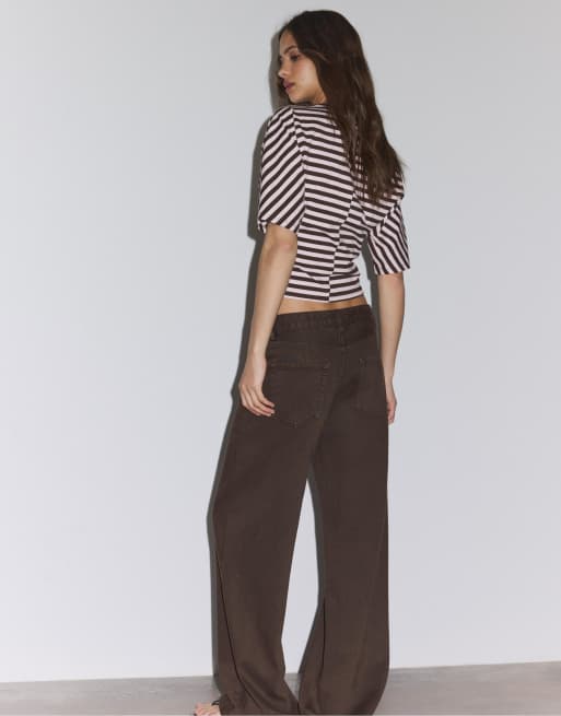 Stradivarius - Jean ample - Marron, 3 de 4