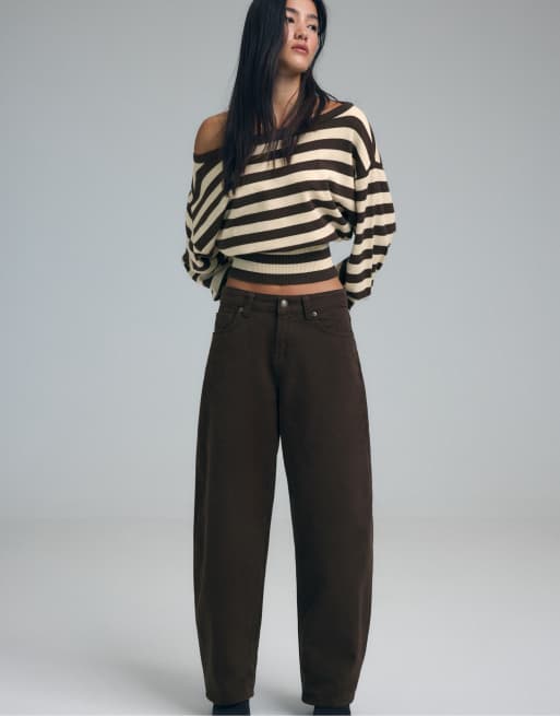 Stradivarius jean coupe barrel D80 marron, 5 de 7