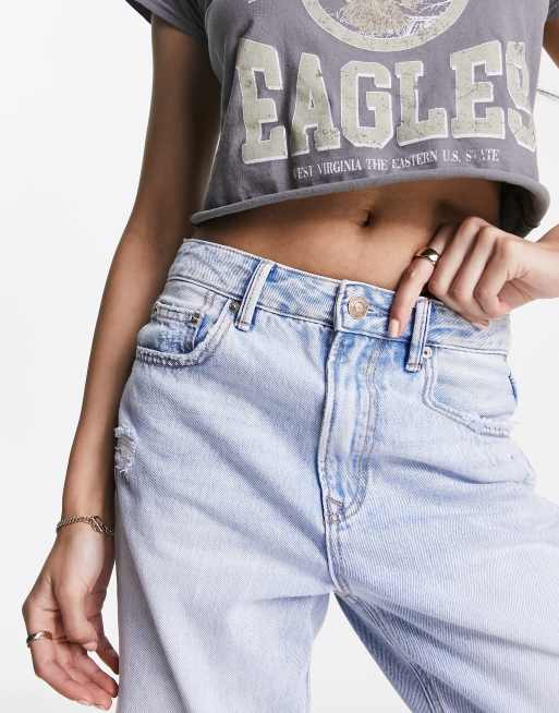 Stradivarius - Jean dad déchiré coupe baggy style années 90 - Bleu moyen, 3 de 5