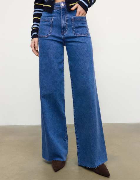 Stradivarius - Jean droit à poches - Bleu denim moyen - view 1