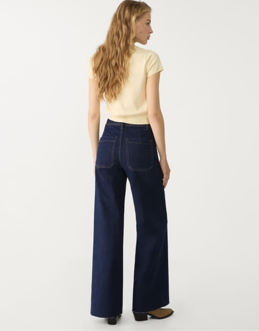 Stradivarius Jean droit avec poches Bleu foncé ASOS