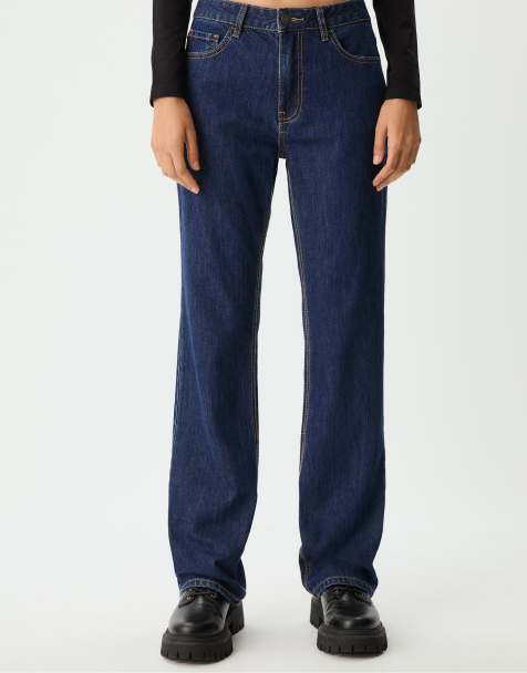 Stradivarius - Jean droit confortable à taille haute - Bleu brut - view 1
