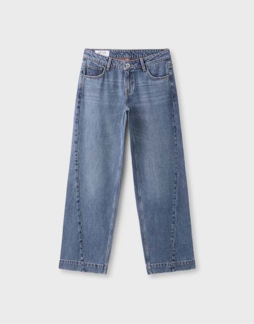 Stradivarius jean droit taille basse en denim bleu surteint, 6 de 7