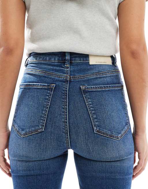 Stradivarius - Jean évasé taille haute coupe courte - Bleu moyen, 4 de 5