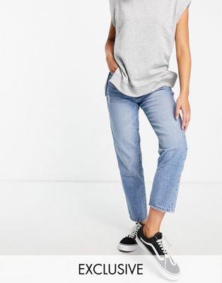 Stradivarius mom fit vintage jean in washed blue  - ASOS Price Checker