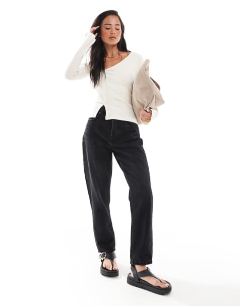 Stradivarius - Jean mom - Noir délavé - view 1