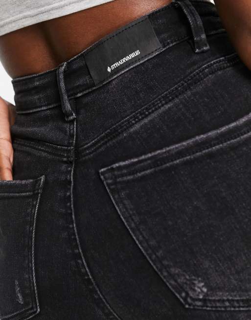 Stradivarius - Jean skinny à taille très haute - Noir délavé , 3 de 4