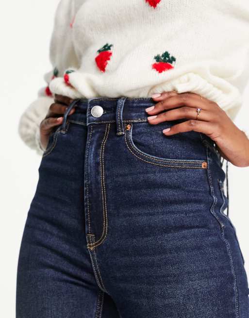 Stradivarius - Jean skinny ultra taille haute - Délavage foncé , 3 de 4