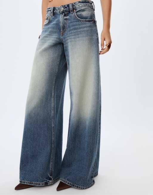 Stradivarius jean super large à taille basse en denim bleu teint en pièce, 4 de 4