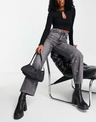 stradivarius black cargos