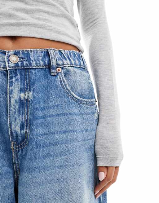 Stradivarius Jeans a fondo ampio blu medio ASOS