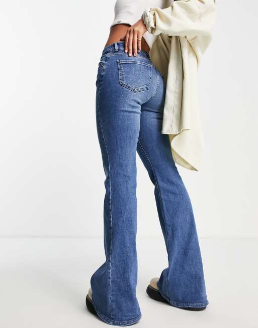 Stradivarius - Jeans a zampa a vita bassa anni '00 blu medio, 2 di 4