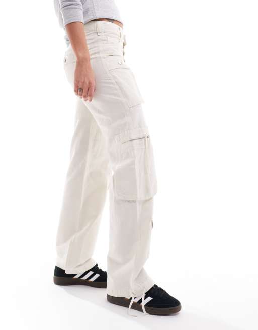 Stradivarius - Jeans ampi multitasche color sabbia, 4 di 5