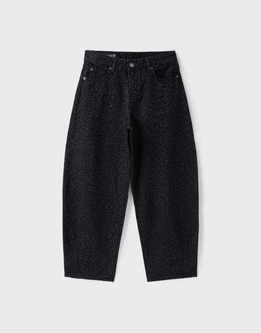 Stradivarius jeans barrel fit D80 lavaggio denim nero, 6 di 7