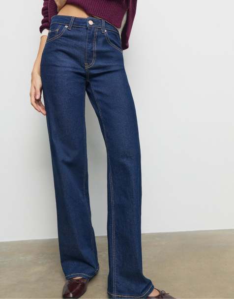 Stradivarius - Jeans comfort dritti blu denim rinse wash - view 1