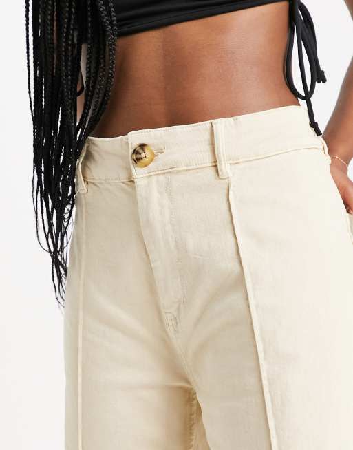 Stradivarius - Jeans con fondo ampio e cuciture sul davanti color pietra, 2 di 4