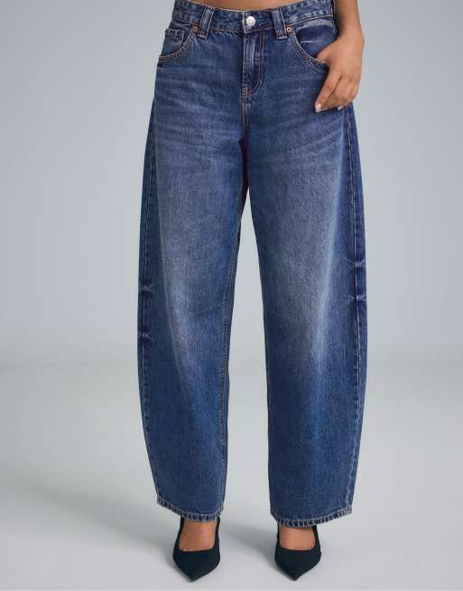 Stradivarius - Jeans D80 con vestibilità a barile lavaggio medio, 2 di 7