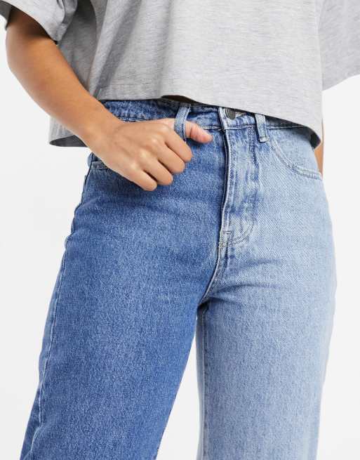 Stradivarius – Jeans in Blau in zwei kontrastierenden Tönen mit geradem Bein, 3 von 4