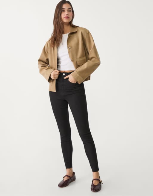 Stradivarius – Jeans in Schwarz mit sehr hohem Bund, 4 von 4