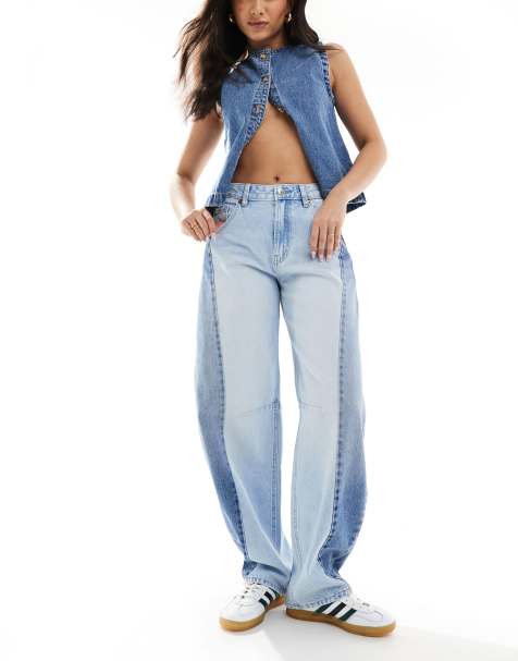 Stradivarius - Jeans met ballonpijpen in blauw met lichte wassing - view 1