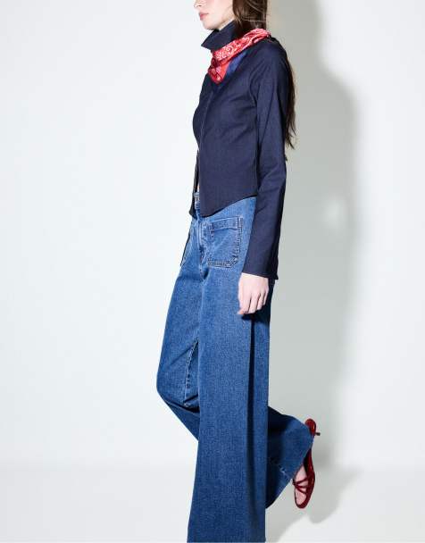Stradivarius - Jeans met rechte pasvorm en zakken in medium blauw denim - view 1
