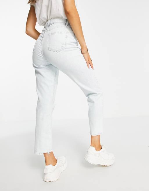 Stradivarius - Jeans met rechte pijpen en onafgewerkte zoom in bleekwassing , 2 van 4