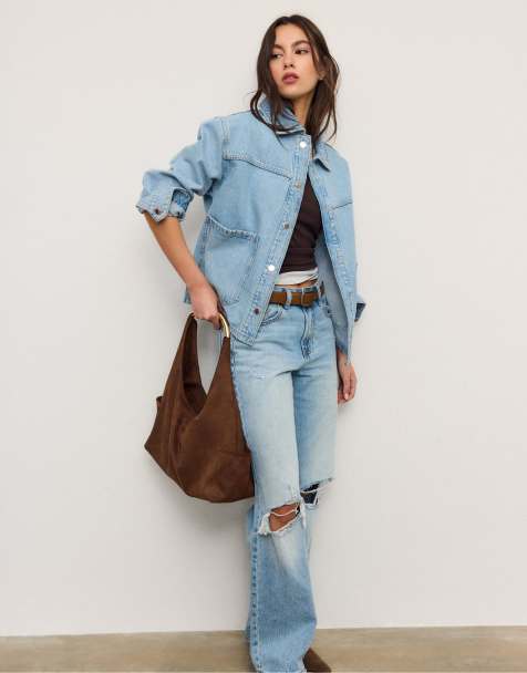 Stradivarius – Jeansjacke in gebleichtem Hellblau mit Taschen - view 1
