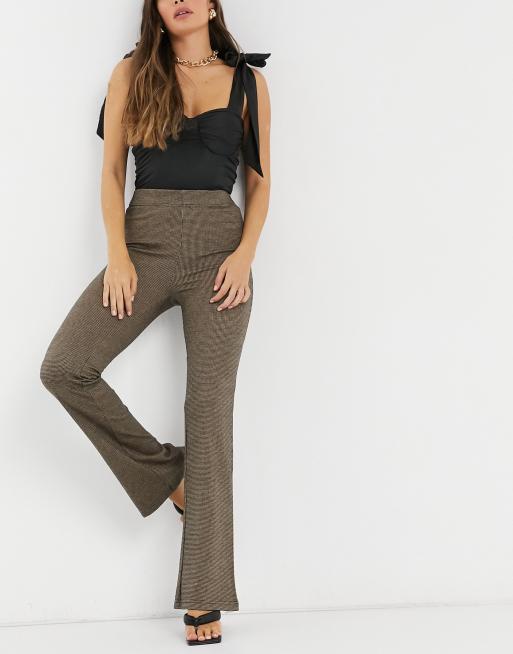 Stradivarius jersey flare pants in beige