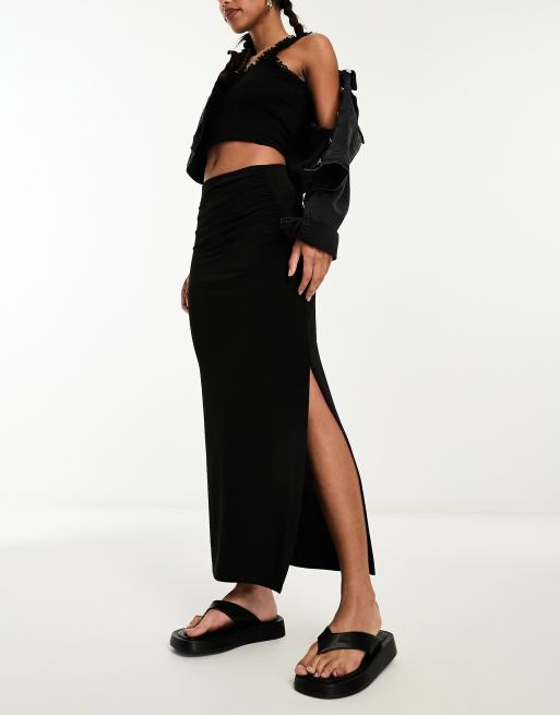 Black maxi skirt outlet split