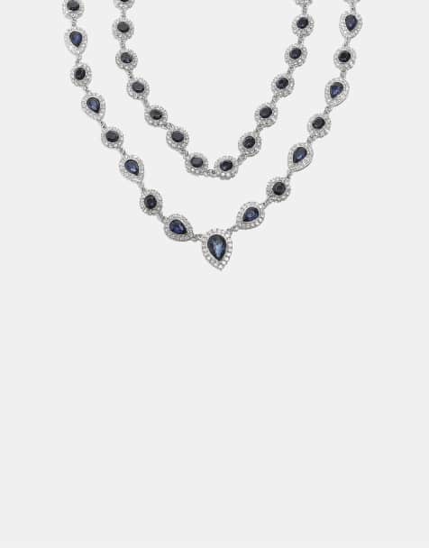 Stradivarius Jewelled necklace in grey - view 1