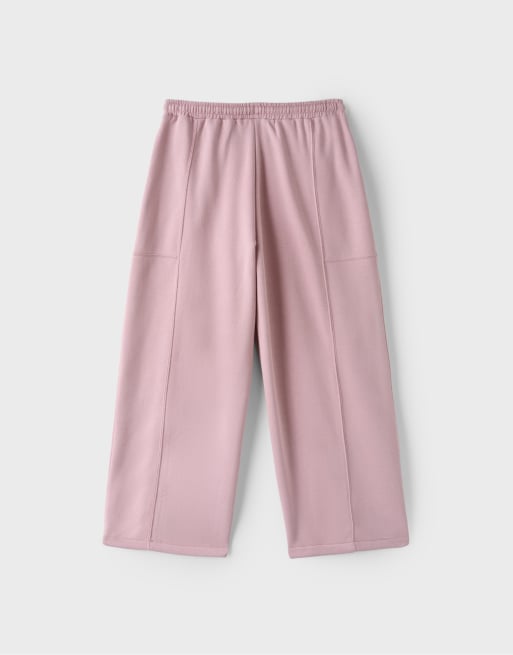 Stradivarius Jogger aus Baumwollplüsch in Pastellrosa, 7 von 7
