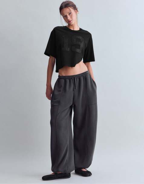 Stradivarius jogger barrel en coton doux gris foncé - view 1