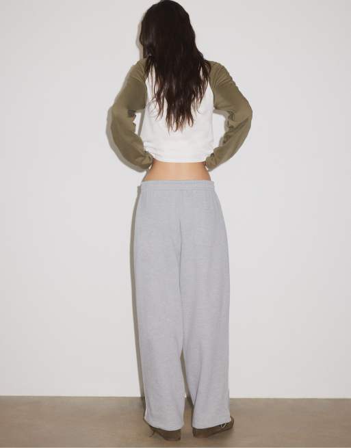 Stradivarius Jogger-Hose mit Knebelverschluss in Grau meliert, 3 von 7