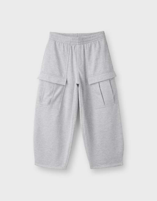 Stradivarius Jogger mit weitem Bein in Grau-Melange, 6 von 7