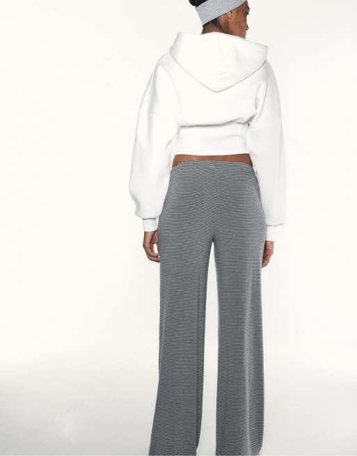 Stradivarius jogger slim à taille marquée rayé gris chiné, 3 de 7