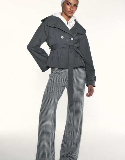 Stradivarius jogger slim à taille marquée rayé gris chiné, 5 de 7