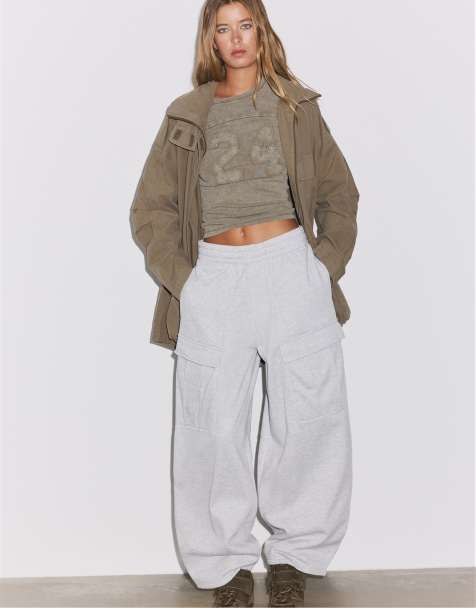 Stradivarius joggers a gamba larga grigio mélange - view 1