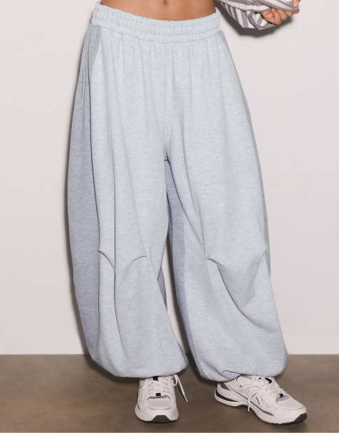 Stradivarius - Joggers a palloncino grigio mélange con fermacorda - view 1