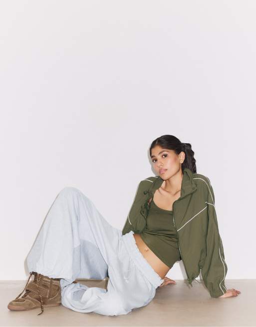 Stradivarius - Joggers a palloncino grigio mélange con fermacorda, 4 di 4