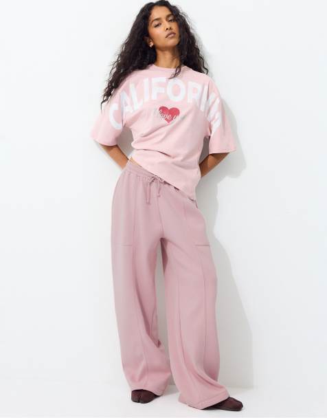 Stradivarius joggers barrel in cotone morbido rosa pastello - view 1